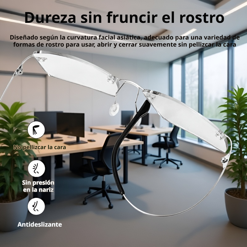 Gafas de lectura sin montura con filtro de luz azul y marco de titanio