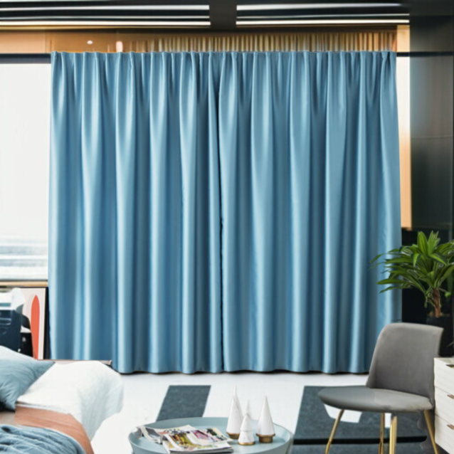 寝室の完全な遮光カーテン自己接着日除けの生地はパンチ穴の取付けの日焼け止めの熱絶縁材のカーテンを放します