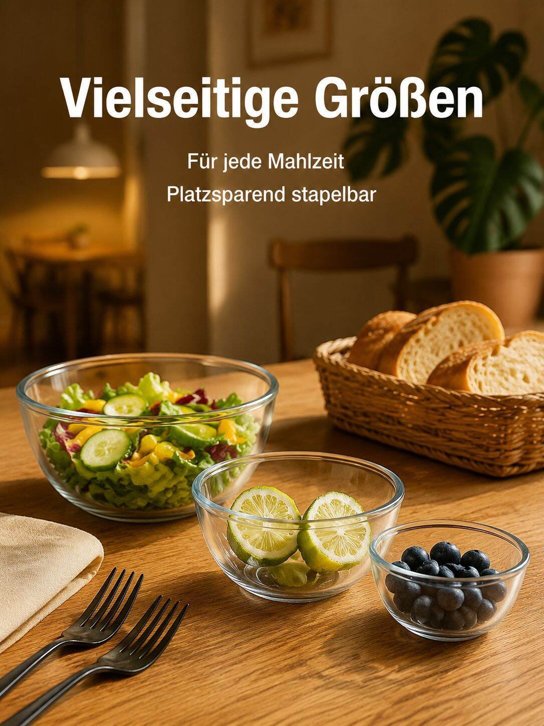 Transparente Glasschüssel für Salat