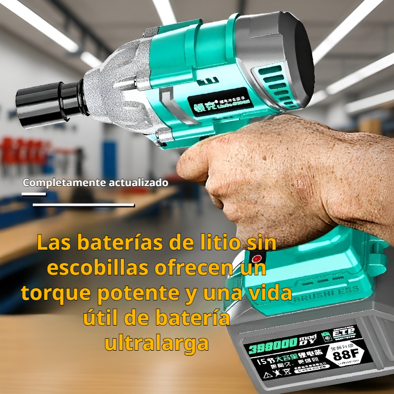 Llave de impacto eléctrica sin escobillas de alto par con batería de litio recargable