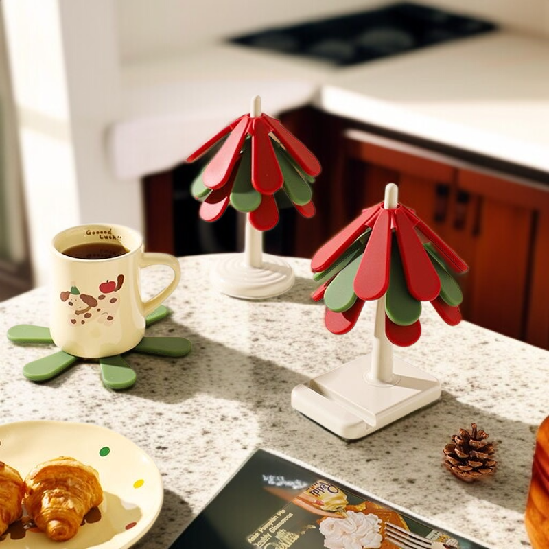 가정용 식탁 매트 뜨거운 접이식 내열 냄비 매트 크리스마스 트리 단열 매트