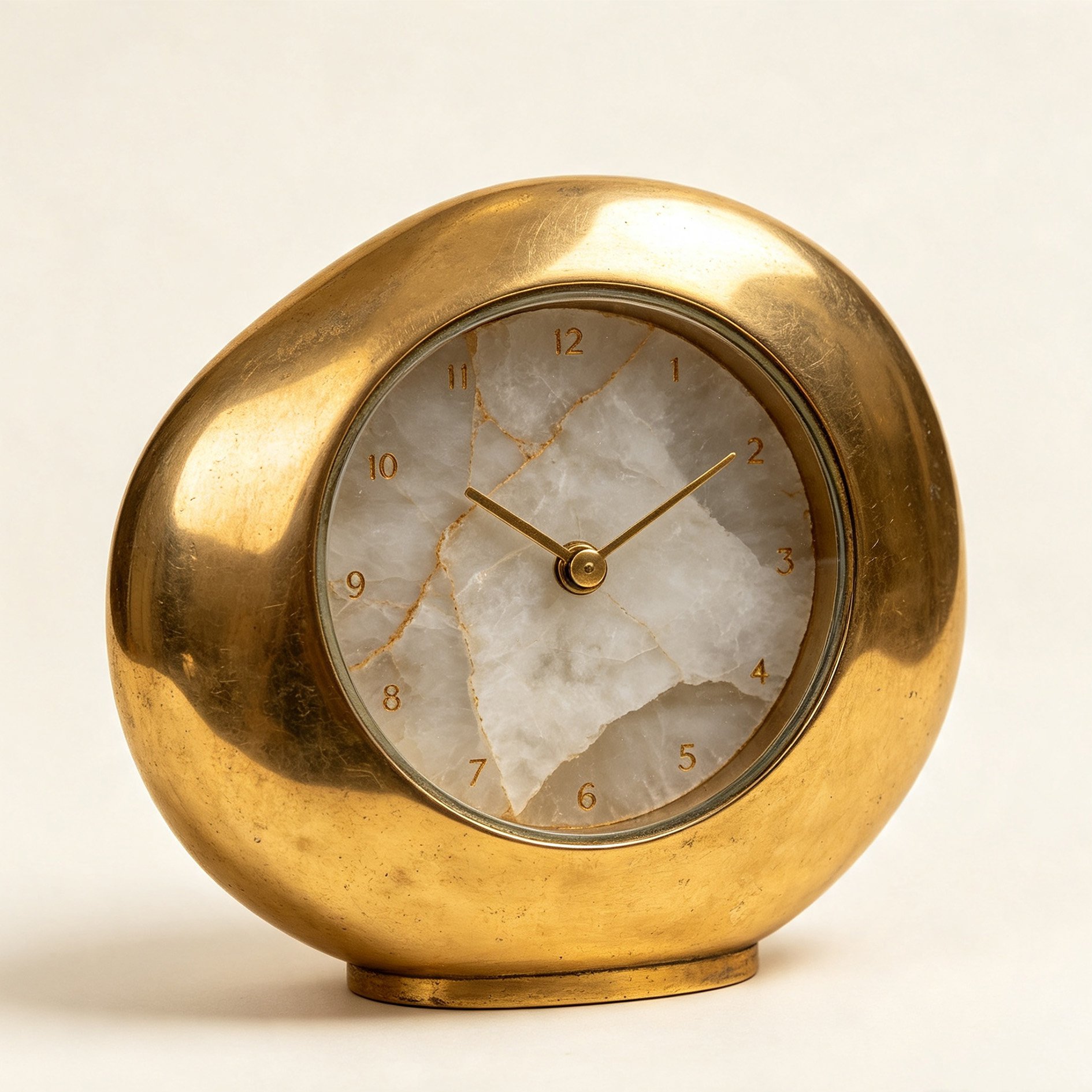 Luxury Brass Jade Table Clock
