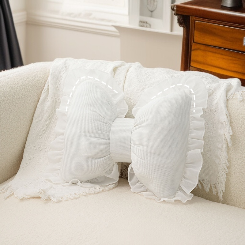 베개 소파 쿠션 귀여운 리본 레이스 편안하고 통기성 좋은 베개