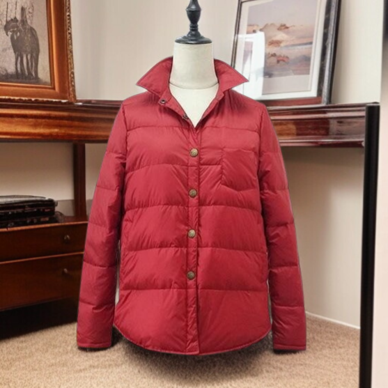 여자 라이트 패딩 화이트 오리털 퓨어 코트 스퀘어 칼라 코트