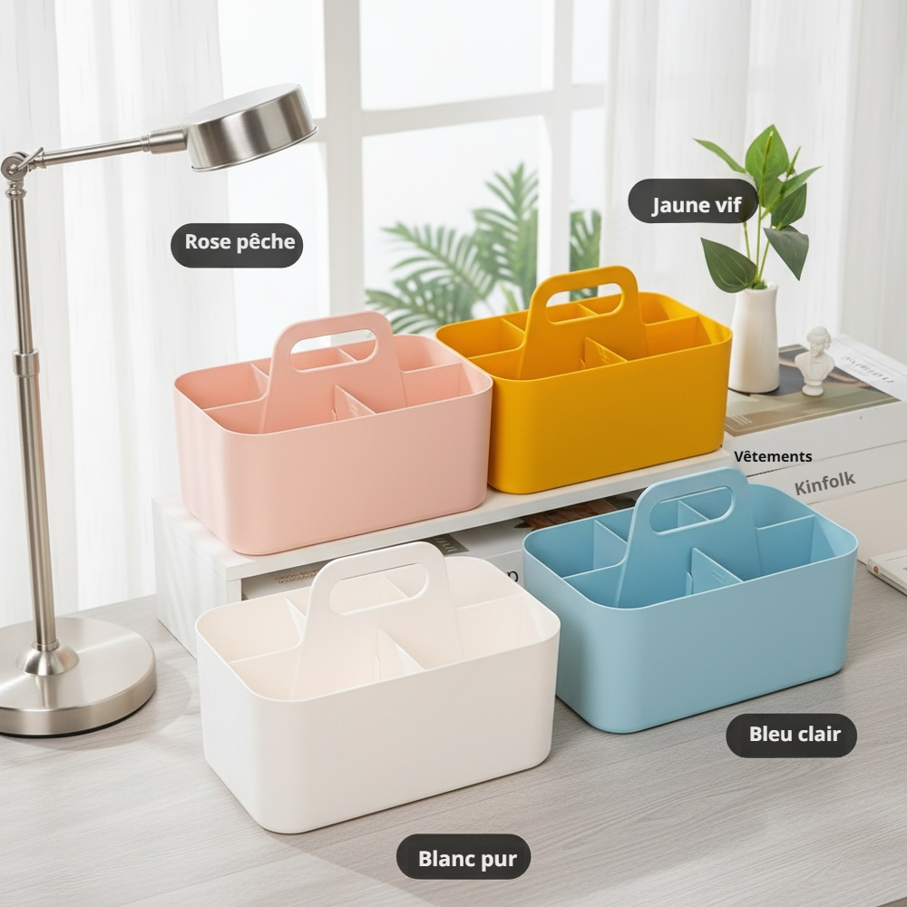 Boîte de rangement empilable avec poignée, renforcée