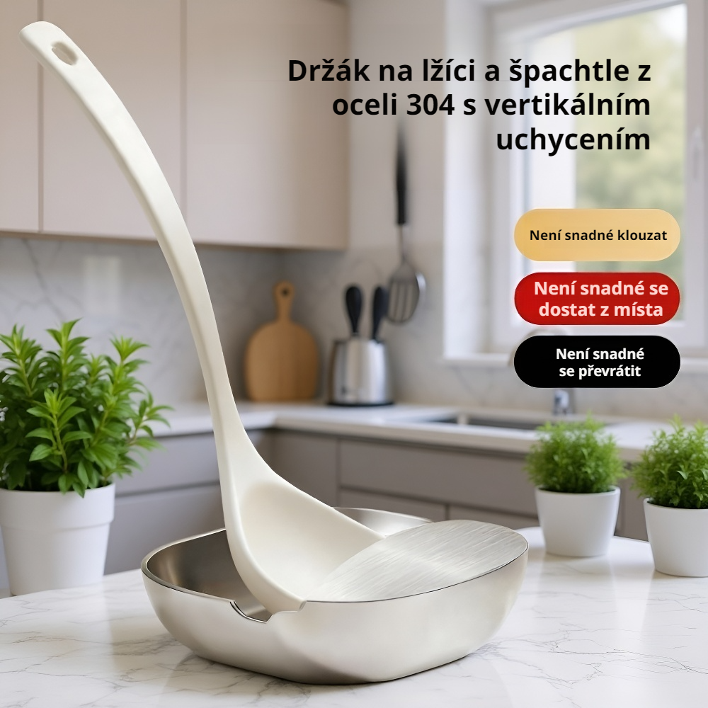 Držák na lžíce a špachtle z nerezové oceli na jídelní stůl