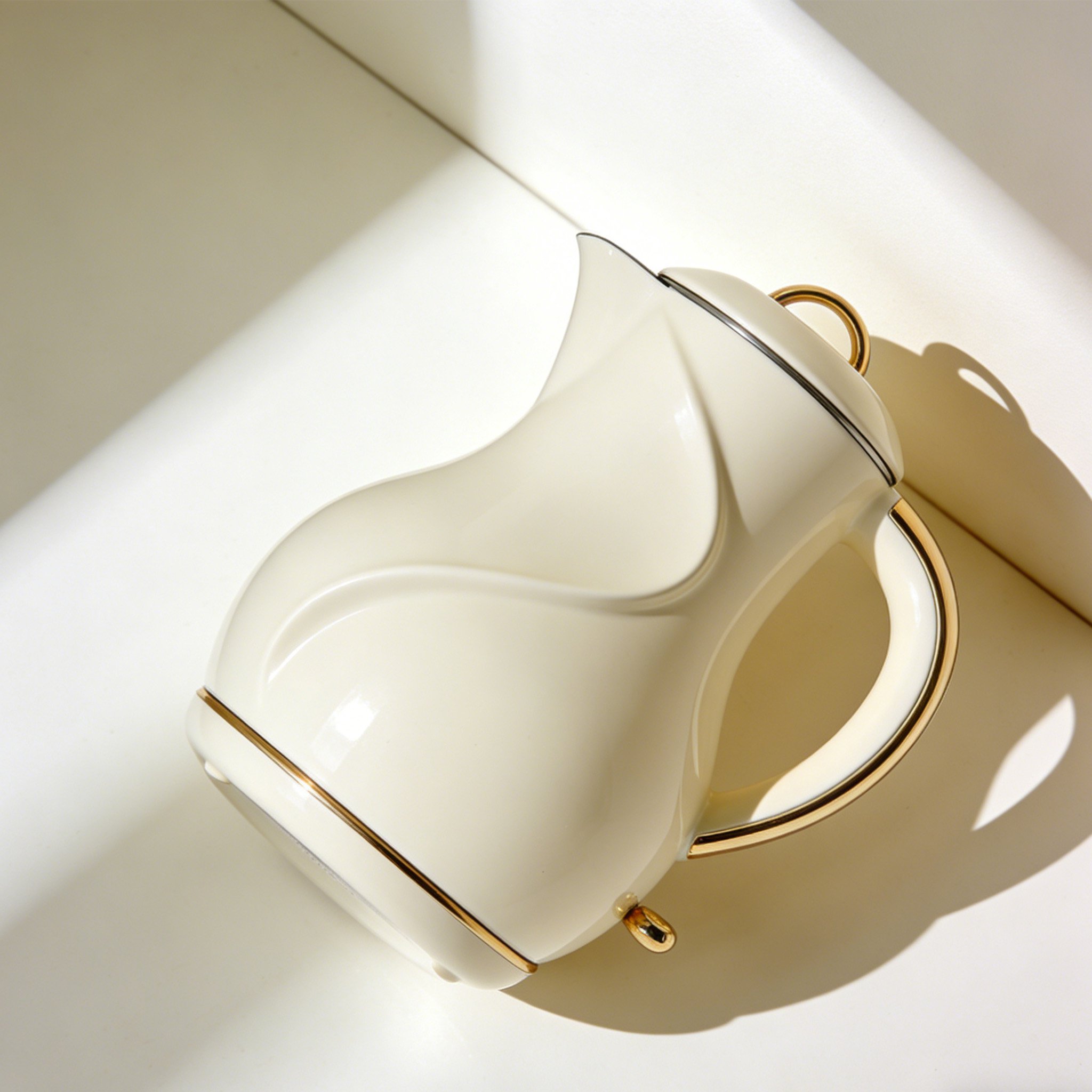 Pouring hot water from smart electric kettle