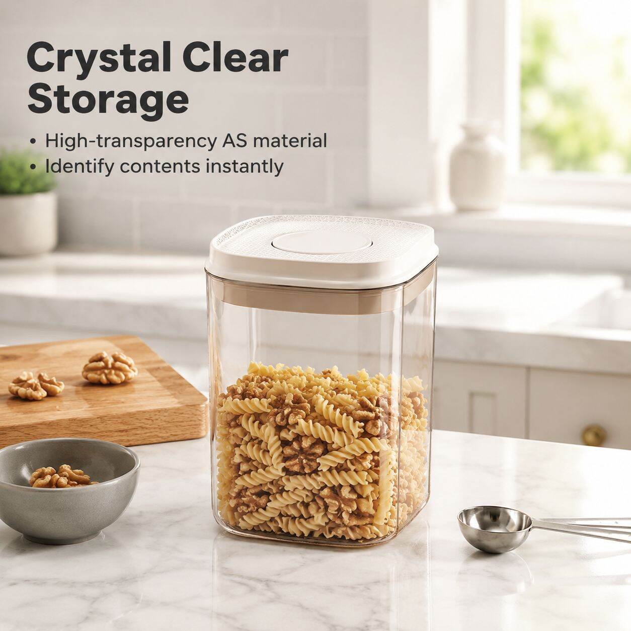 Grain Storage Container Airtight Press-Type Transparent Kitchen Box