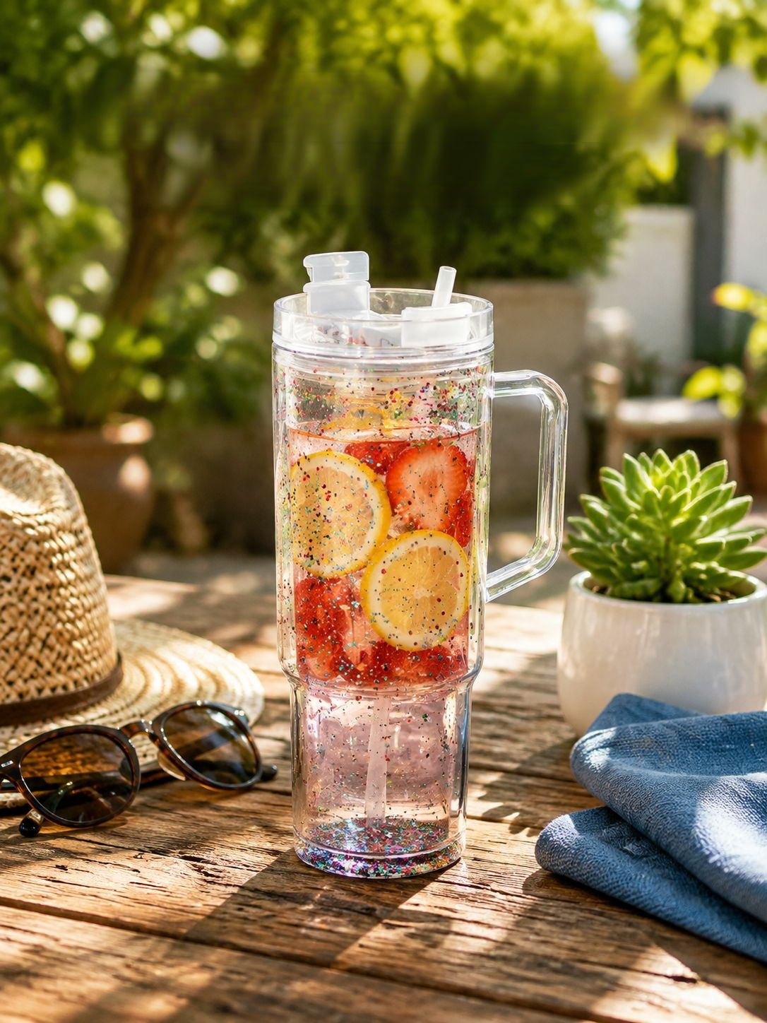 40oz Double-Layer Straw Cup front view showing sleek design