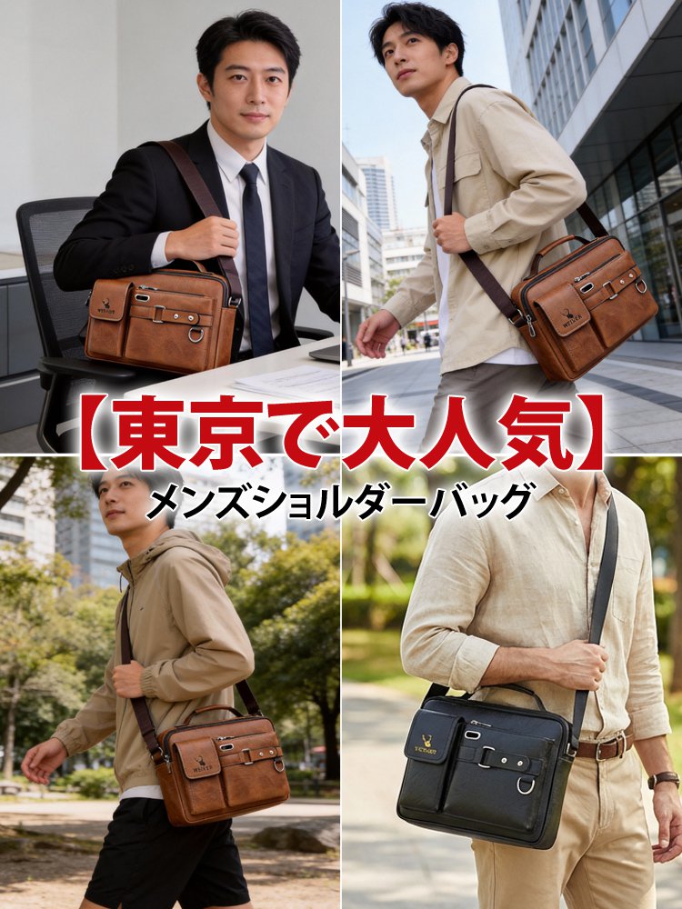 【創業120年の栃木革工房】メンズ大容量ショルダーバッグ