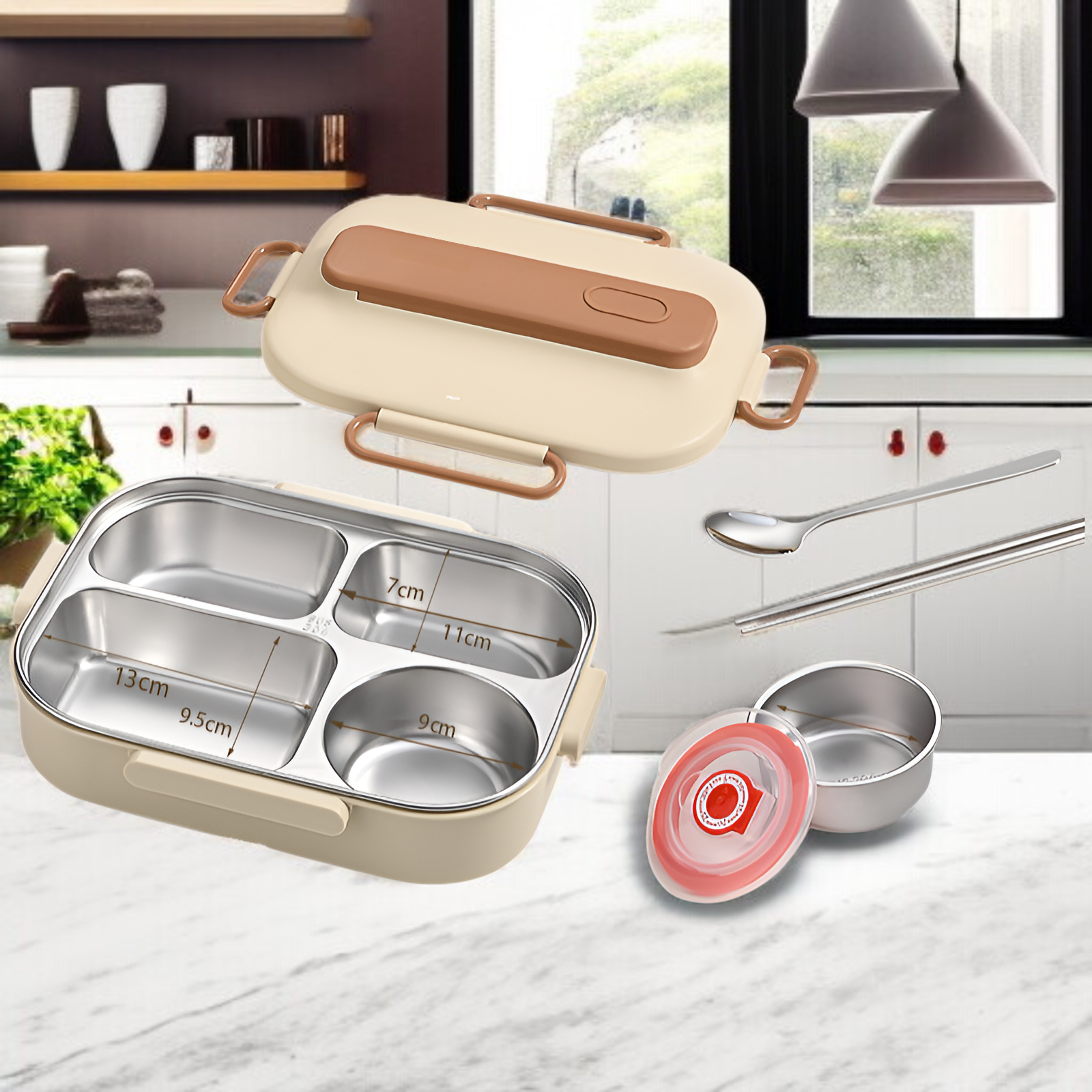 Isolierte Edelstahl-Lunchbox für Schüler, passt ins Schließfach