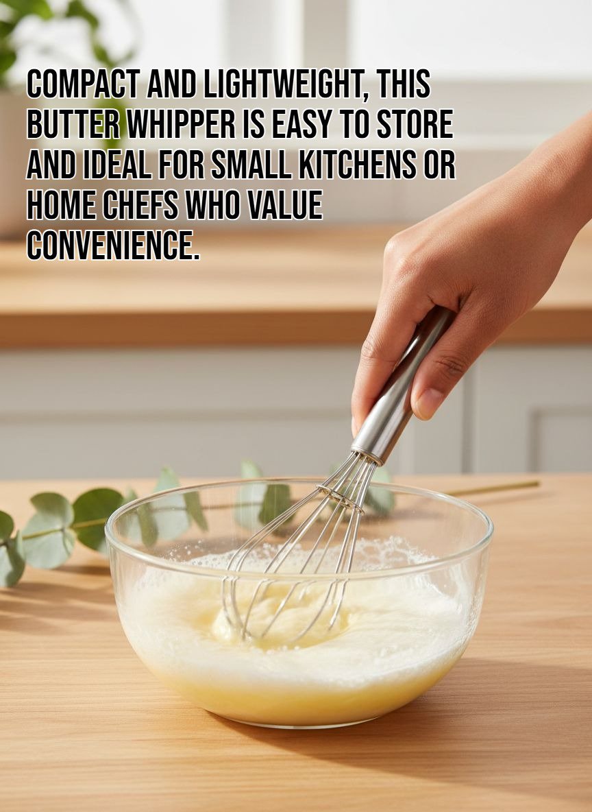 Manual stainless steel butter whipper in modern kitchen