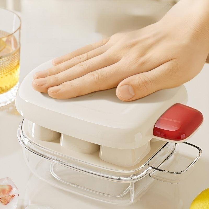 แม่พิมพ์น้ำแข็งแบบกดมือ เกรดอาหาร พร้อมฝา