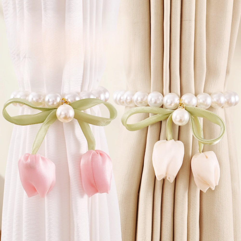 Broche Magnético de Cortina con Flor y Perla