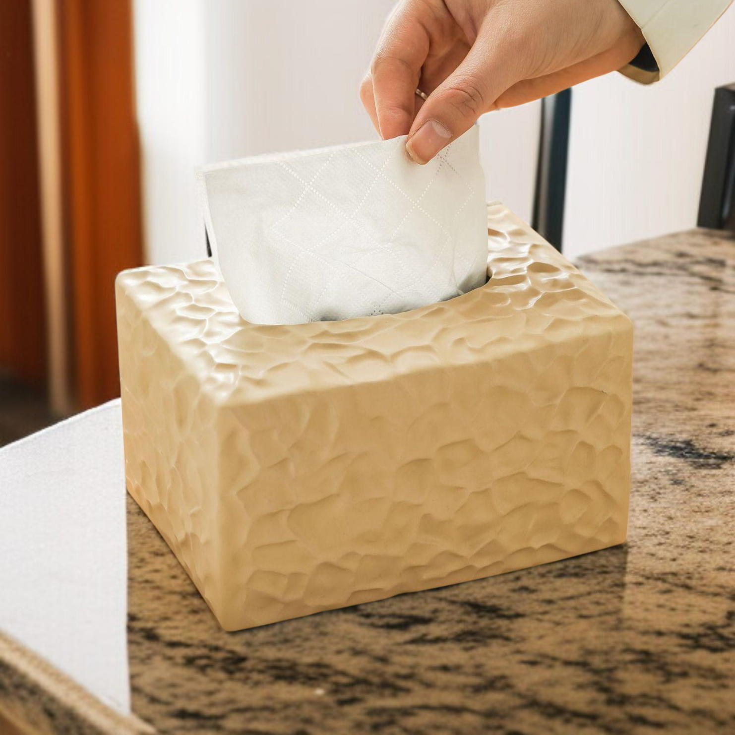 High-End Light Luxury Peanut Shaped Ceramic Tissue Box