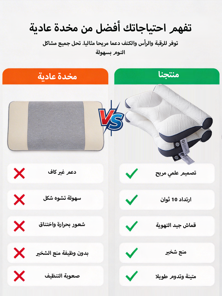 مخدة ميموري فوم مرنة مريحة (حماية الرقبة ومنع الشخير فورا)