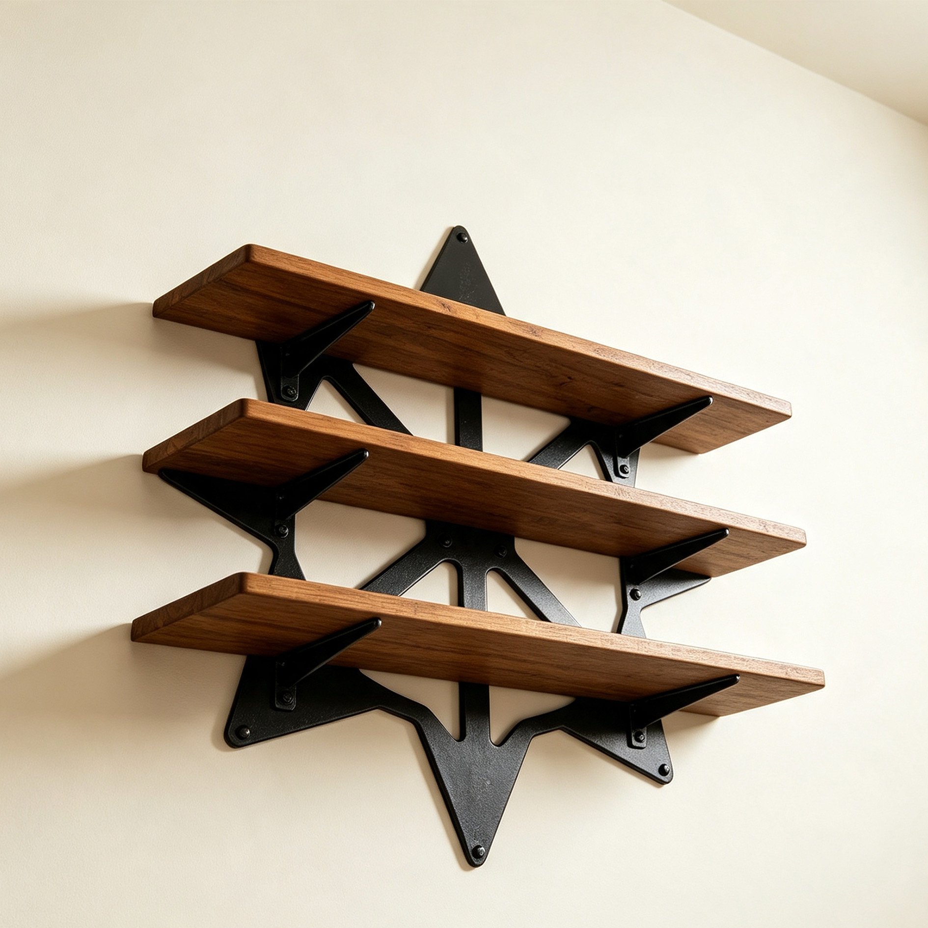 Close-up of decorative starry wall shelf design