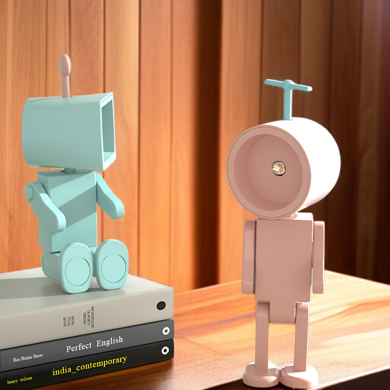 宇宙飛行士の磁気ナイトライトLEDミニロボット、バッテリーブックライト、デスクトップビルディングブロック装飾、雰囲気のあるライト付き