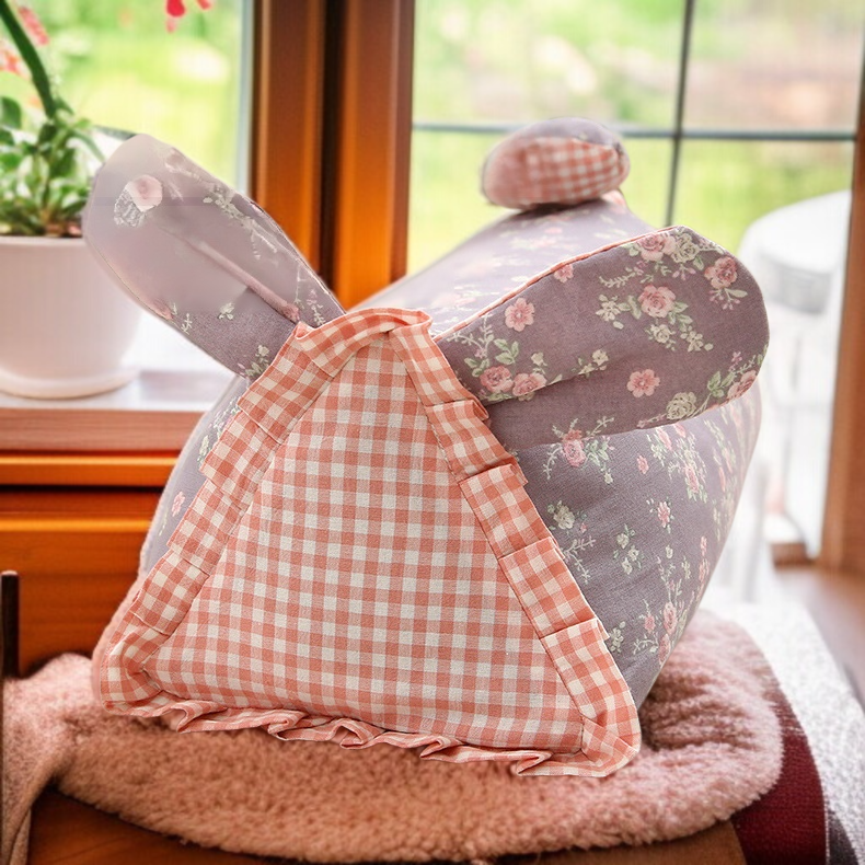 토끼 메밀 베개 이중 전원풍 목 보호 베개 순면 화초 수면 보조 메밀 가죽 베개