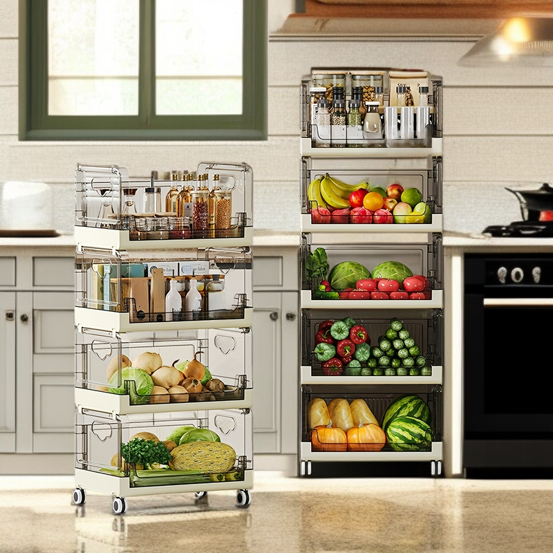 عربة تخزين بعجلات بطبقات متعددة، لتخزين الألعاب والأغراض المنزلية المتنوعة