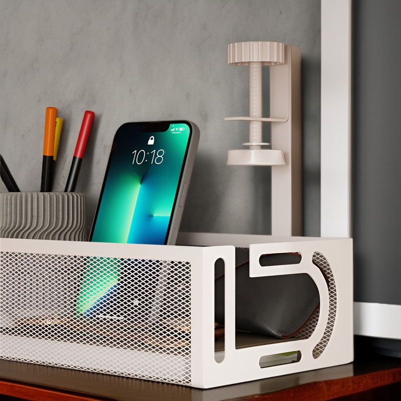 ชั้นวางปลั๊กไฟใต้โต๊ะ ติดตั้งโดยไม่ต้องเจาะ ที่เก็บปลั๊กไฟ