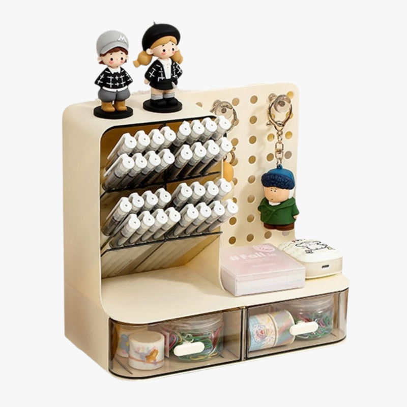 Caja organizadora creativa con tablero perforado