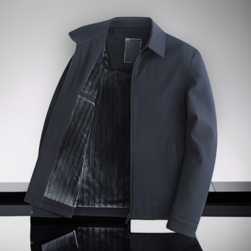 父親向け暖かい中綿ジャケット・シニア男性フリース裏地付きコート