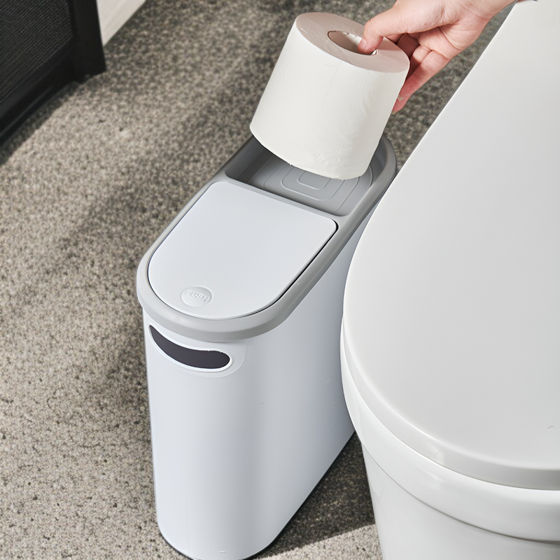 Multi-room trash can with push lid design