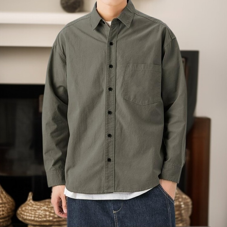男士長袖工裝襯衫外套