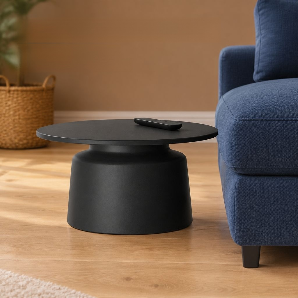 Cream-Colored Coffee Table for Living Room, Nordic-Style Iron Art Round Tea Table, Modern Minimalist