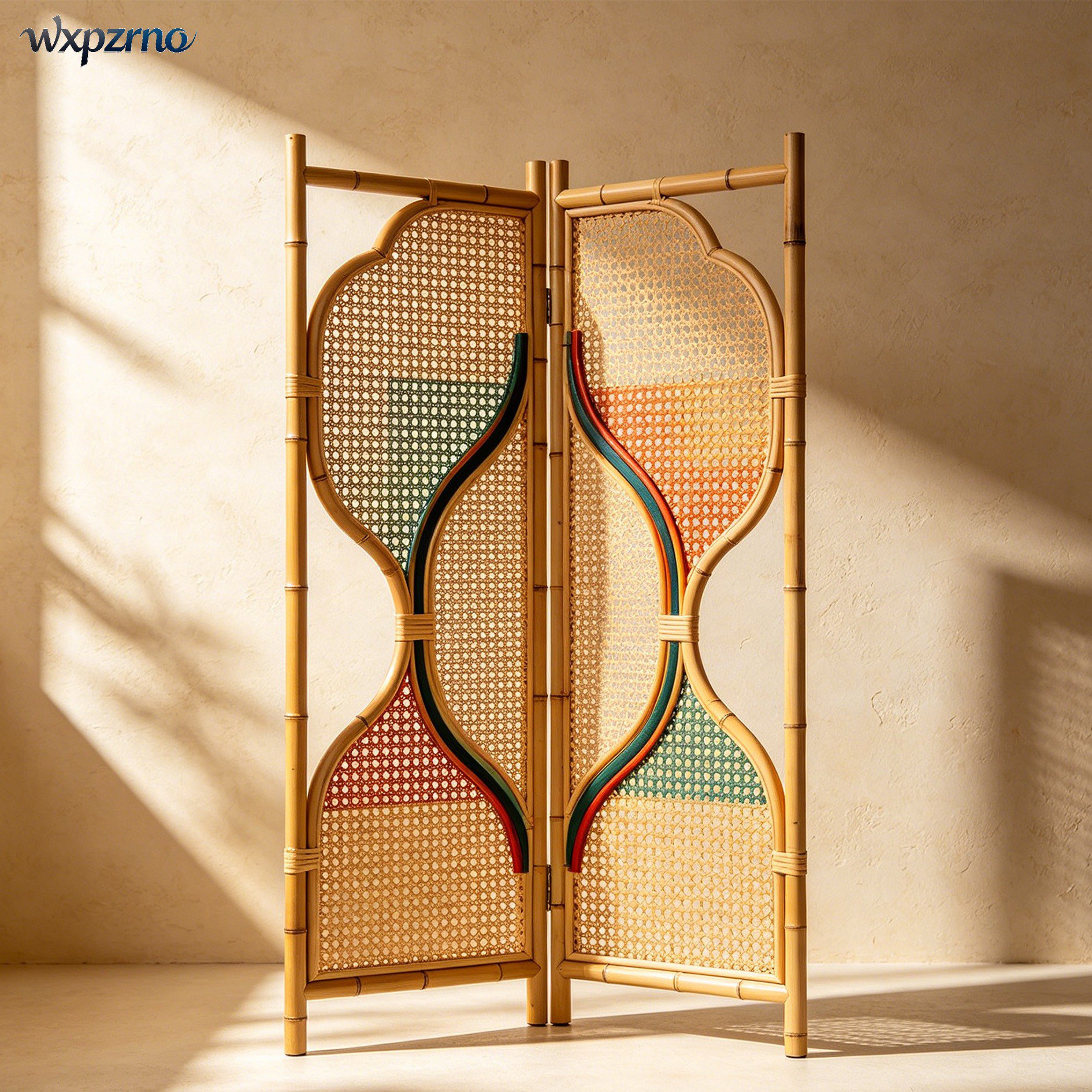 Natural woven rattan privacy panel