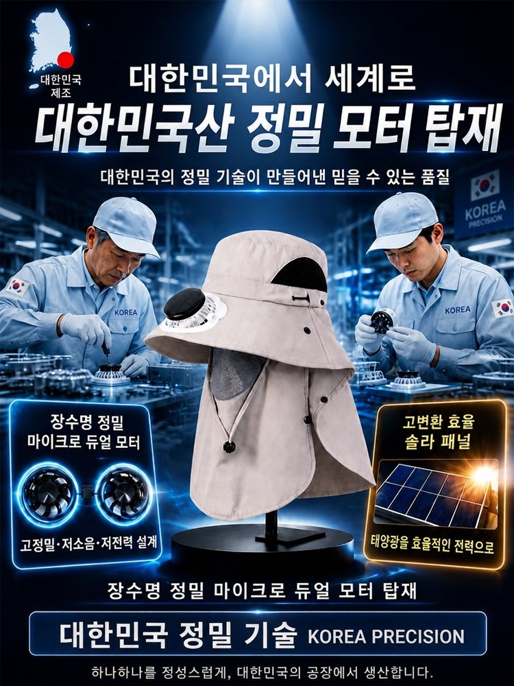 자외선차단 넥가드 선풍기모자 태양광 팬햇