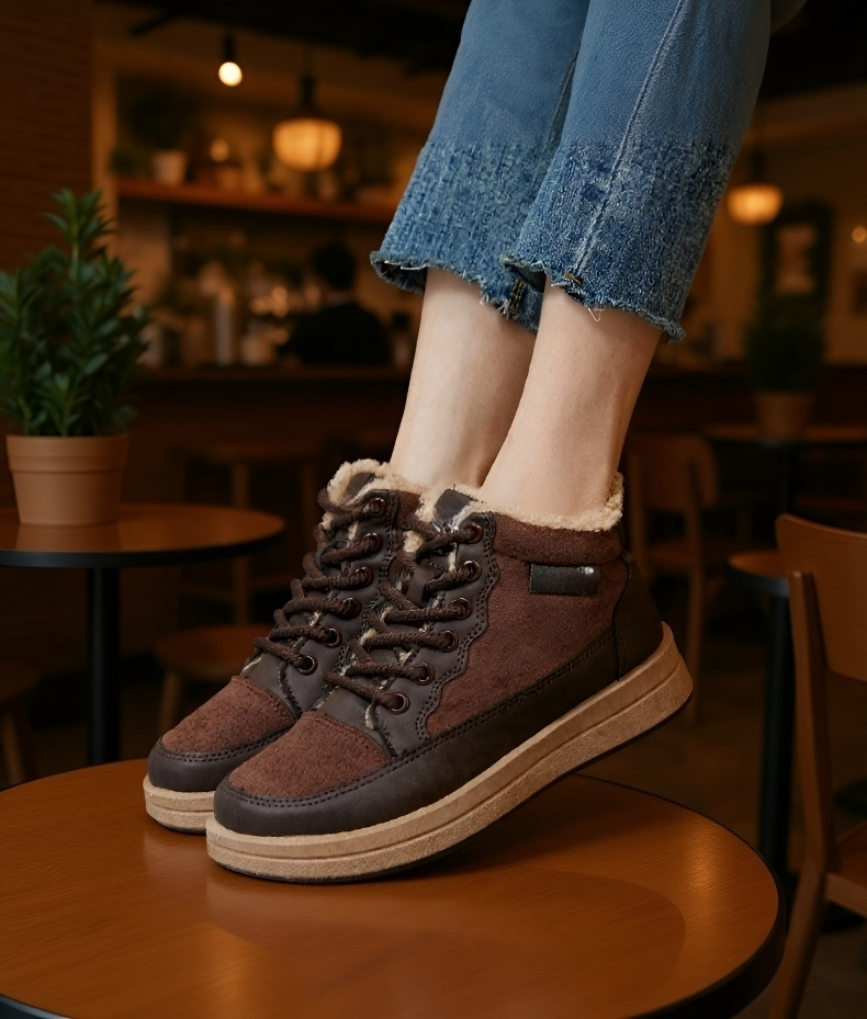 내구성이 강한 두꺼운 가죽 소재의 스노우부츠