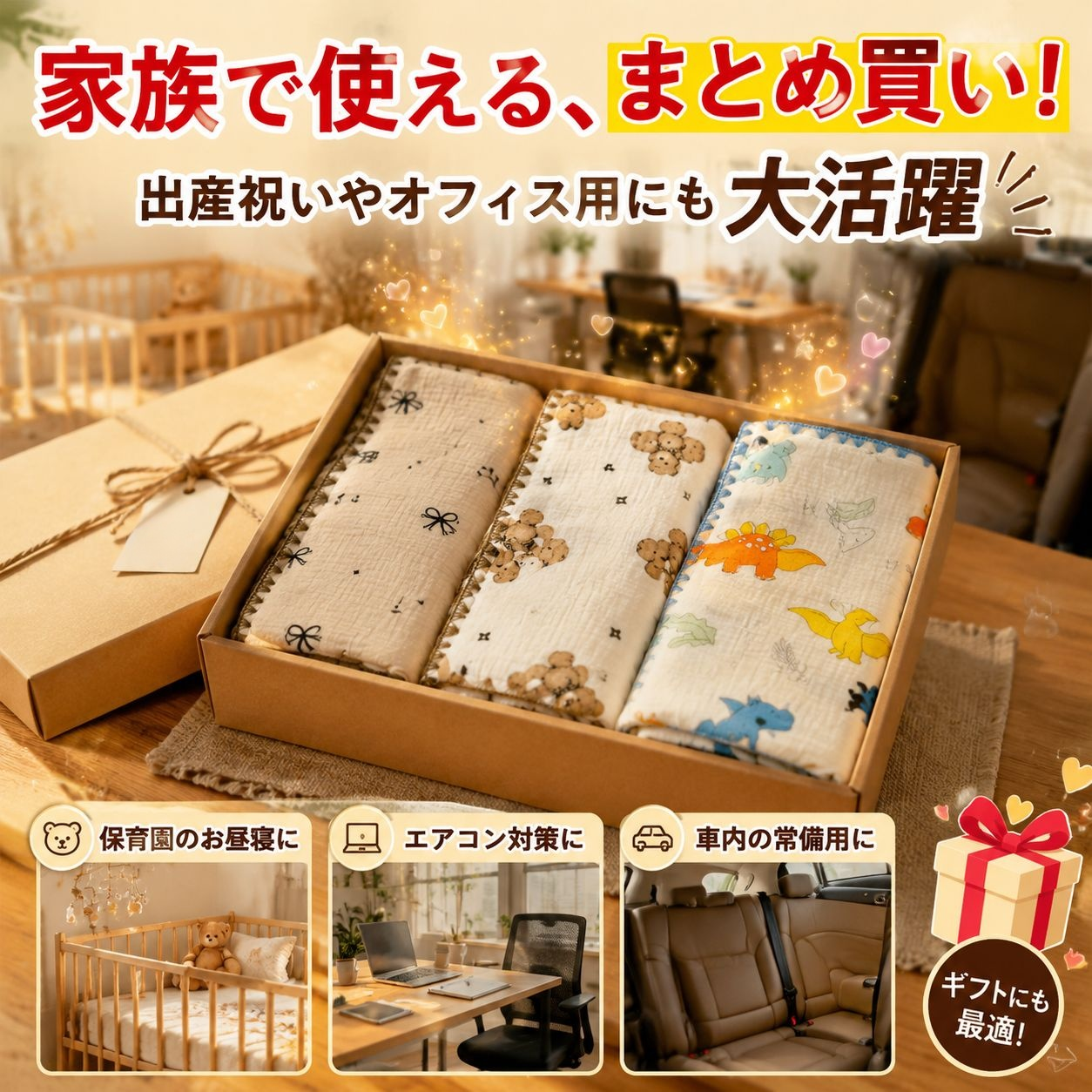 綿100％ 二重ガーゼ ベビー＆ママ用ブランケット ソファカバー 幼稚園お昼寝用 夏用ケット