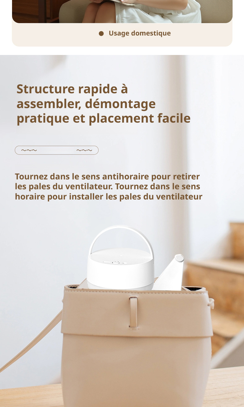 Ventilateur silencieux USB pour espace de travail