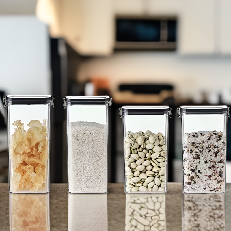 Kitchen Food Grade Transparent Storage Jar Sealed Plastic Grain Organizer Box