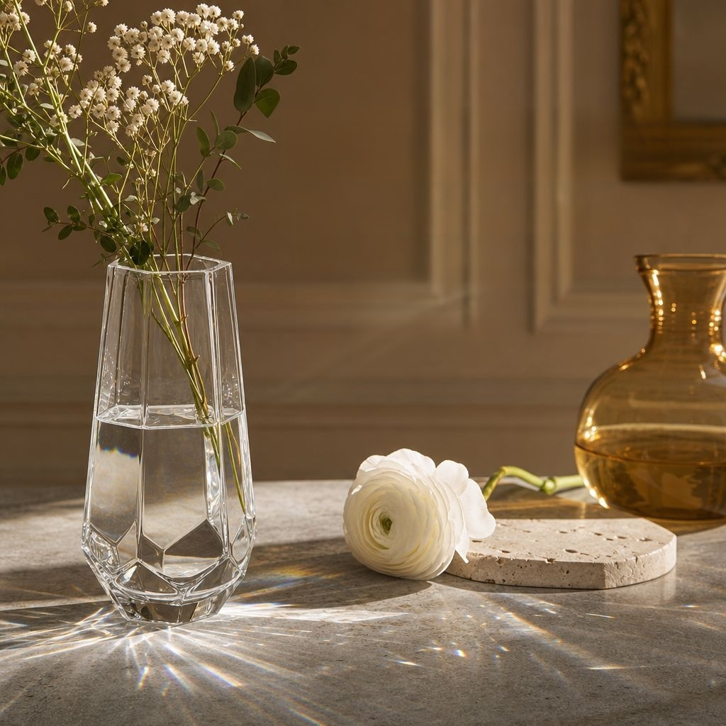 Elegante Glasvase Transparent Große Öffnung für Blumen & Deko
