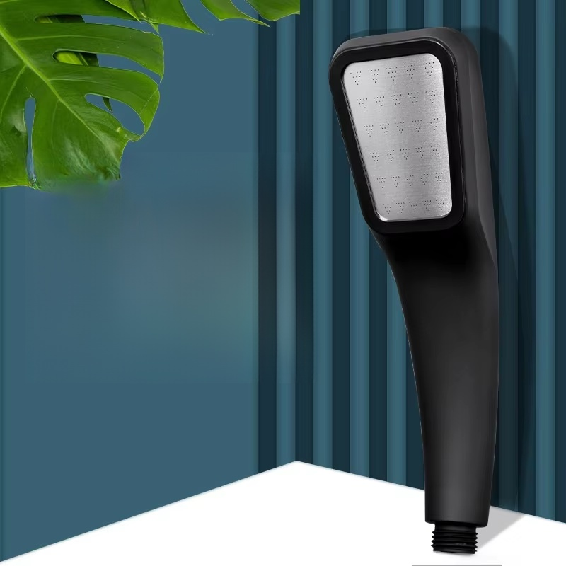 Handbrause mit 300 Düsen, Edelstahl Sprühkopf, 150g, Schwarz Matt