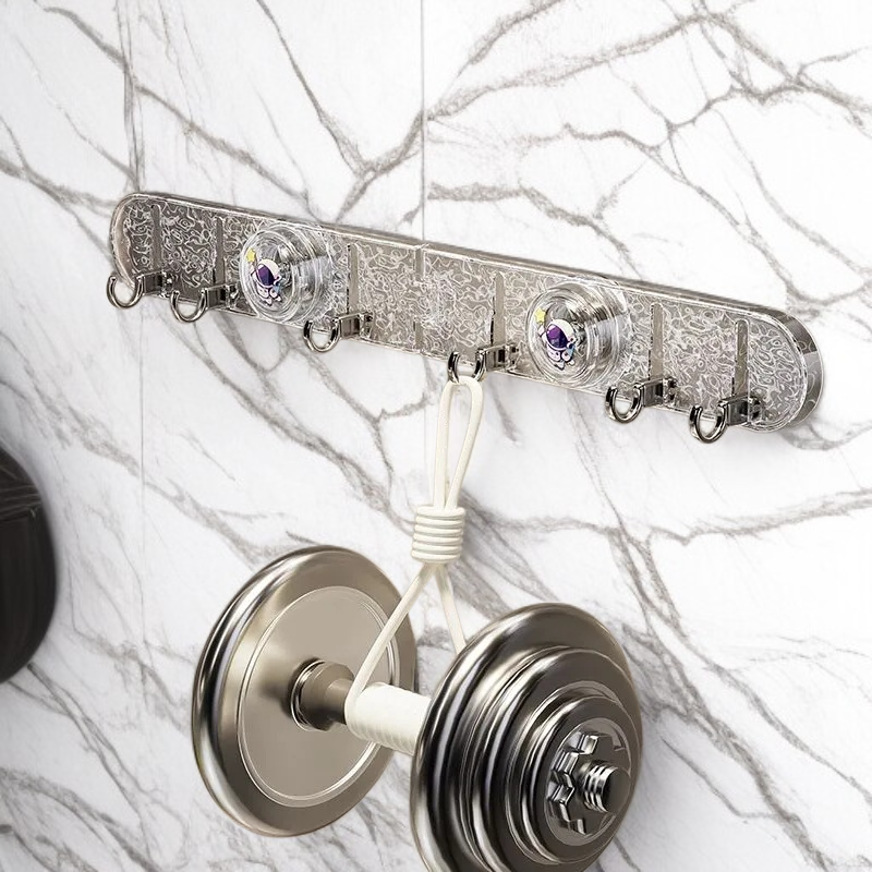 Bathroom suction cup corner row hook