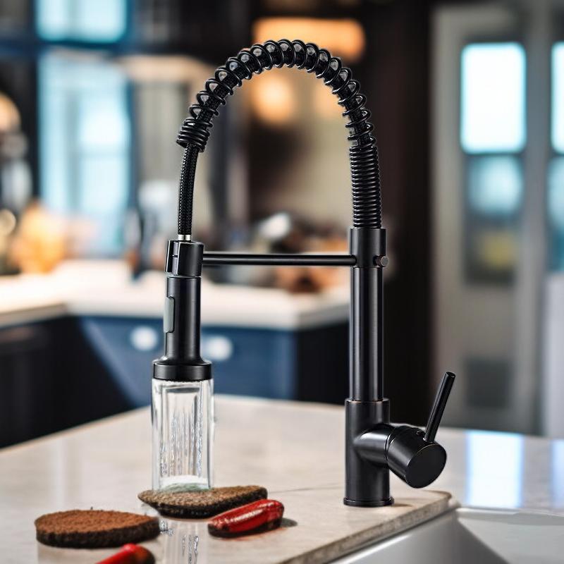 당김식 회전 주방 수도꼭지 냉온수 겸용