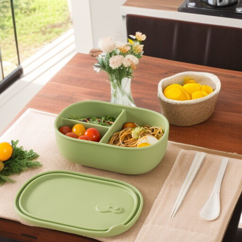 식품급 실리콘 런치 도시락 밀폐 칸 도시락 전자레인지 가열 보관함 휴대용 런치 수납함