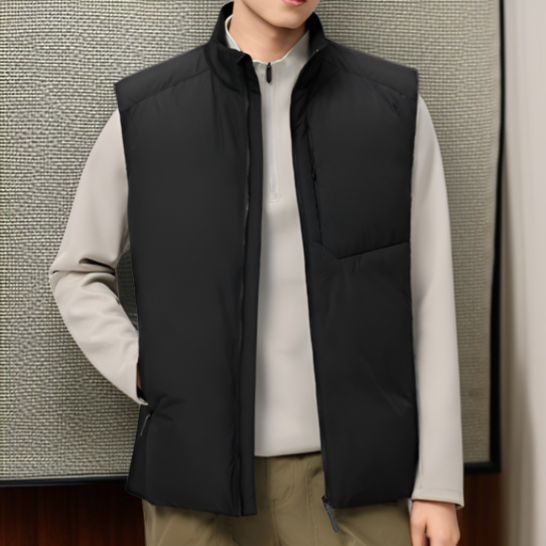 メンズスタンドカラーダウンベスト、厚手のダウンベスト、防風、防水、保温、帯電防止加工、高品質のホワイトダックダウン使用、軽量。