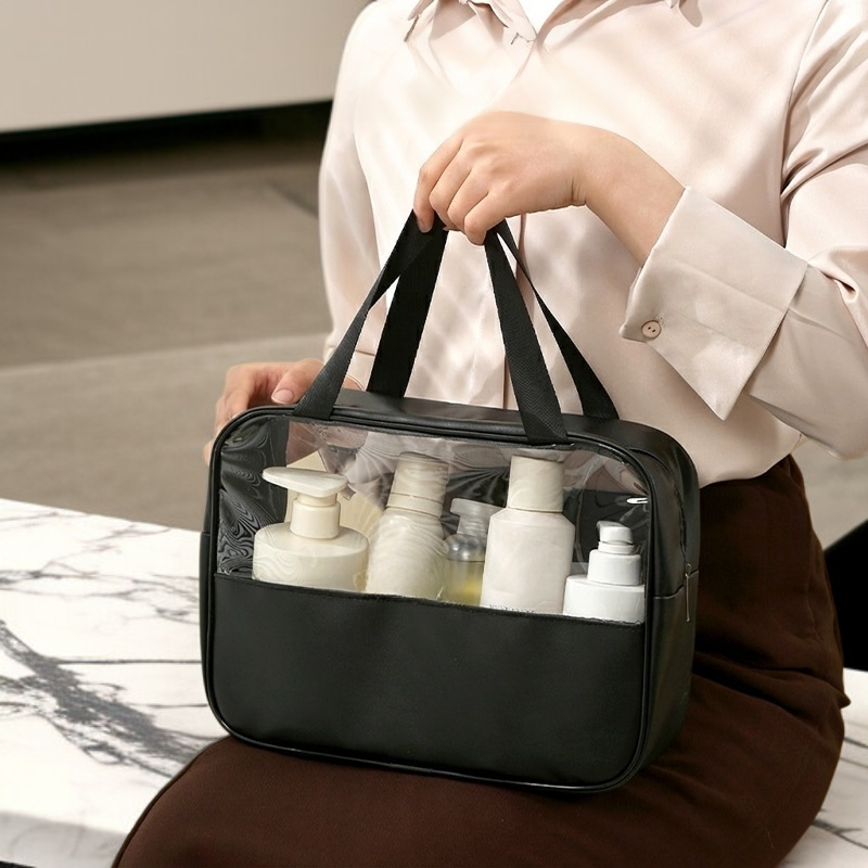 Durable and easy to clean transparent makeup organizer bag
