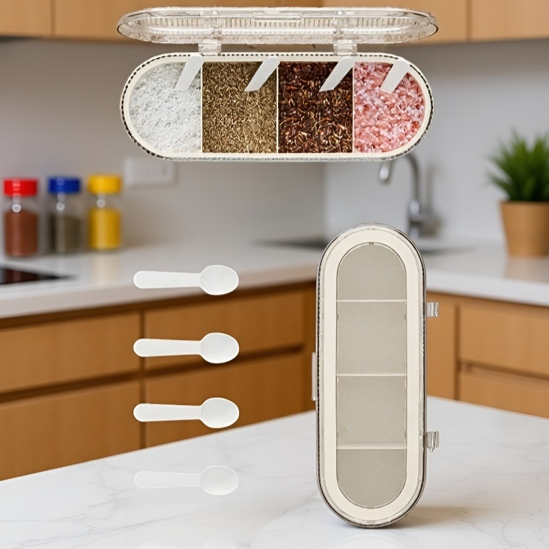 مطبخ مع ملعقة وحاوية توابل