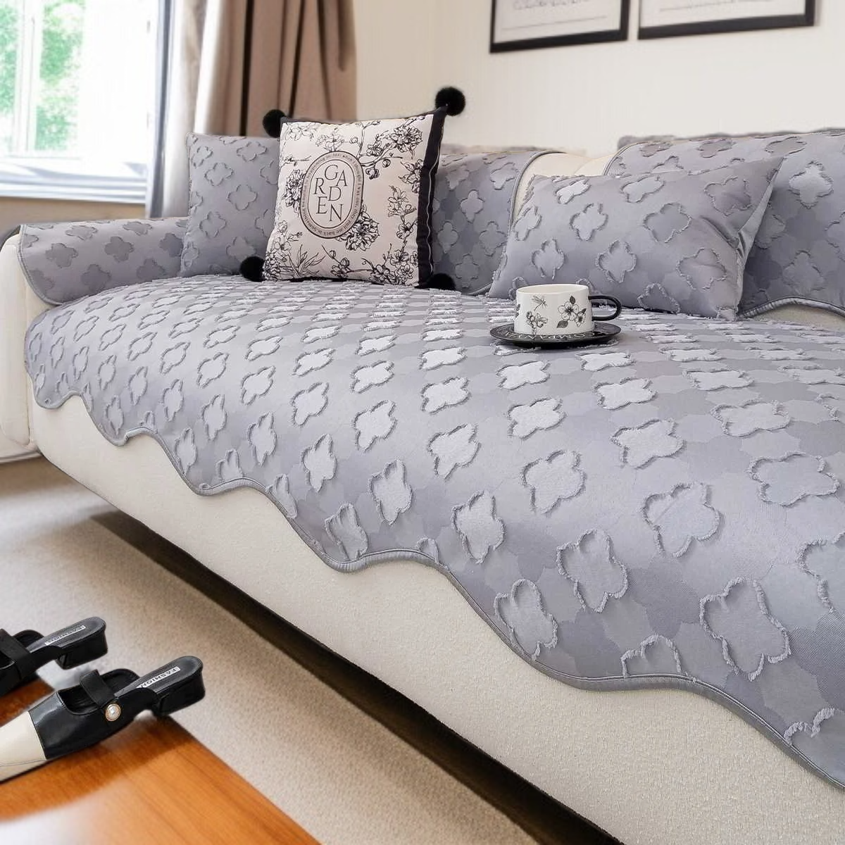 소파 쿠션 미끄럼 방지 이형 시니어 크림 화이트 쿠션 직선 소파 커버 이형 소파 쿠션