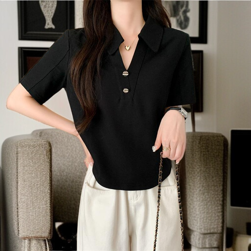 뚱 Mm 여름 반팔 티 빅 사이즈 모던 배꼽커버 루즈핏 블라우스 반팔 티