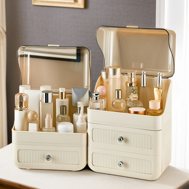 Large Capacity Dustproof Cosmetic Storage Box for Makeup Organization