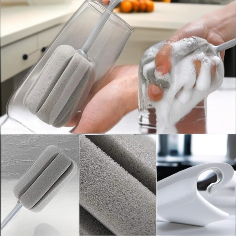  긴 손잡이 스폰지 컵 세척 브러쉬