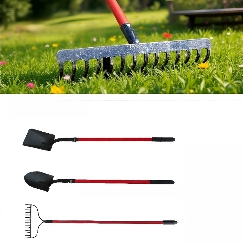 손잡이 달린 정원용 삽과 포크 세트