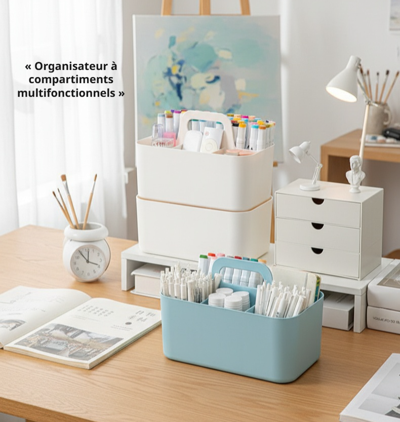 Boîtes de rangement empilables organisant une étagère